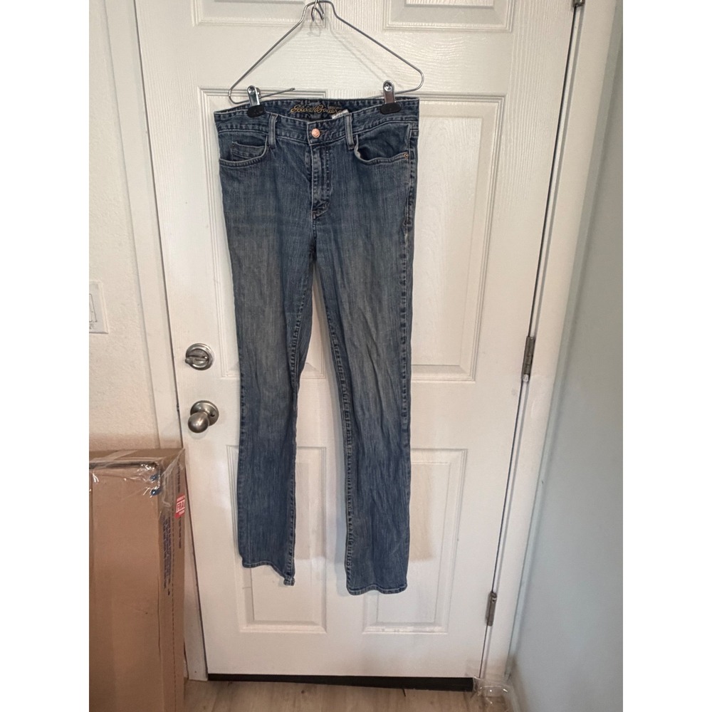 Eddie Bauer Womens Straight Leg Jeans Medium Wash Blue Denim Size 8T Tall